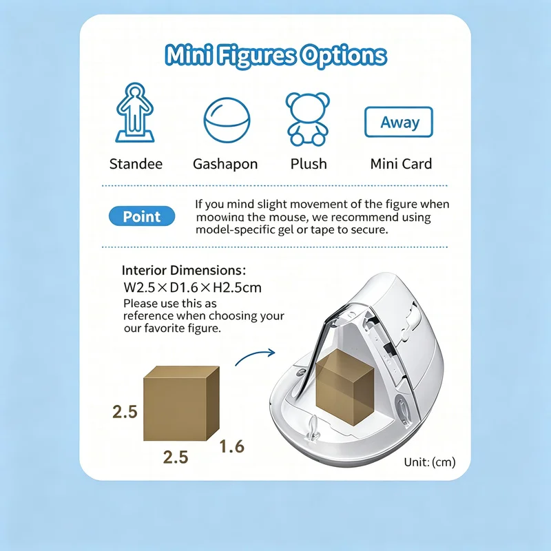 Tri-Mode Vertical Ergonomic Mouse Adjustable DPI 800-3200 Transparent Magnetic Display Case Rechargeable Mice Long Battery Life