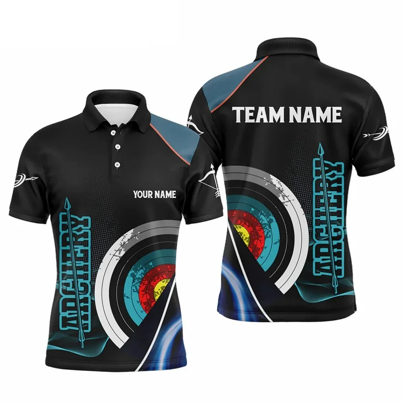 

Archery Pattern Polo Shirt For Men Customized Name 3D Printed Short Sleeves Summer Casual Street Button Tees Lapel Tops Shirts