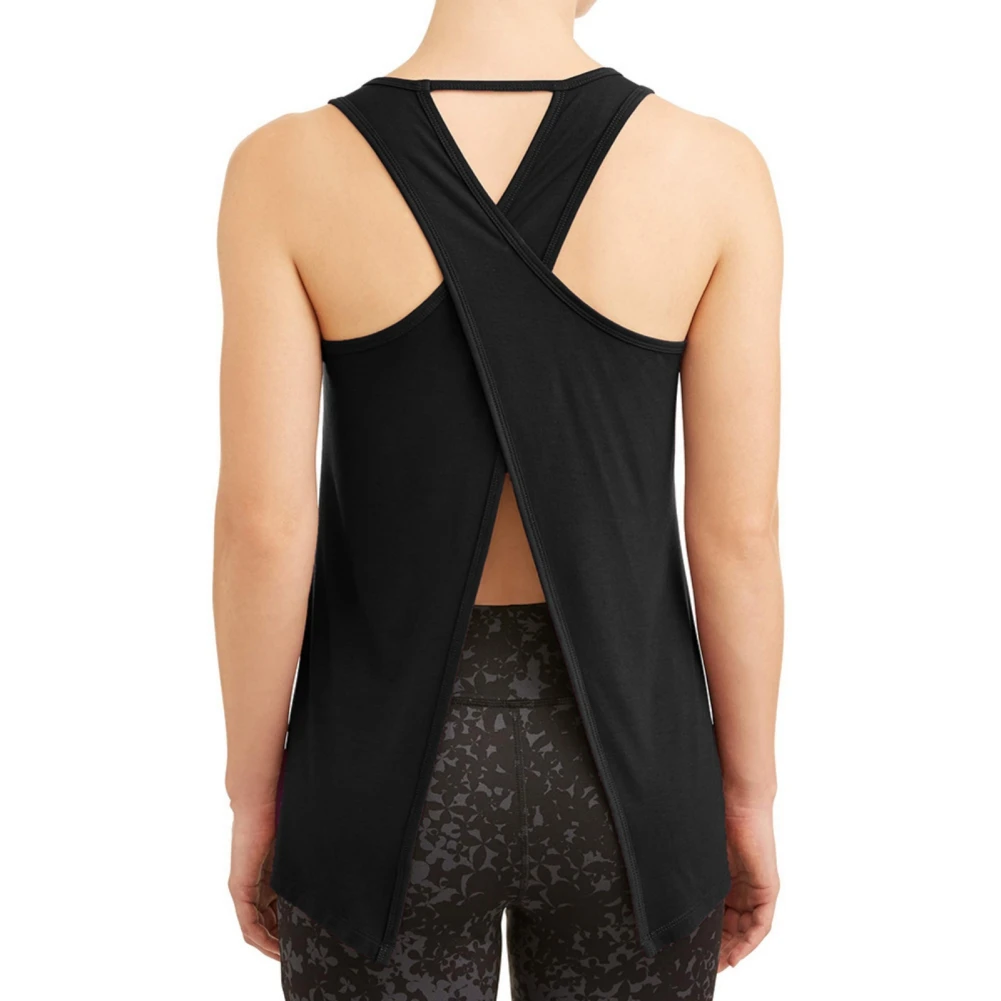 Women Workout Running Tank Tops Yoga Vest Sleeveless Cross Back Yoga Shirts Bodybuilding Fitness Sport Quick Dry T-Shirt