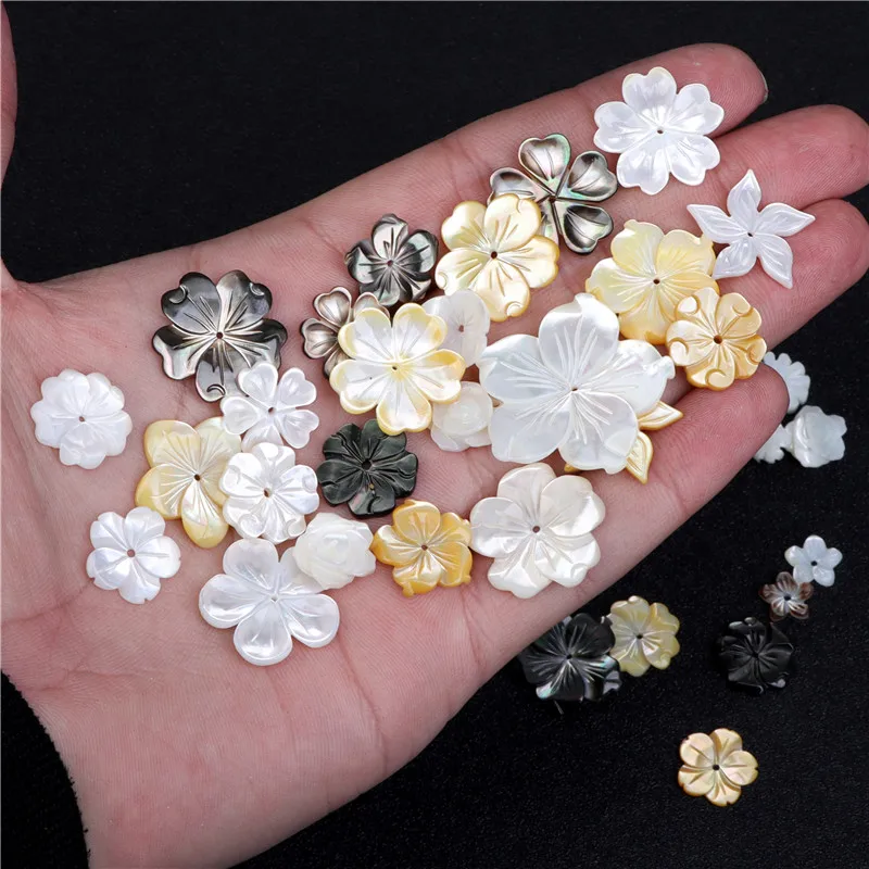 Cuentas de perlas naturales en forma de flor, abalorios de nácar, cuentas de concha Natural para pulsera, collares, pendientes, anillo, bricolaje, nuevo