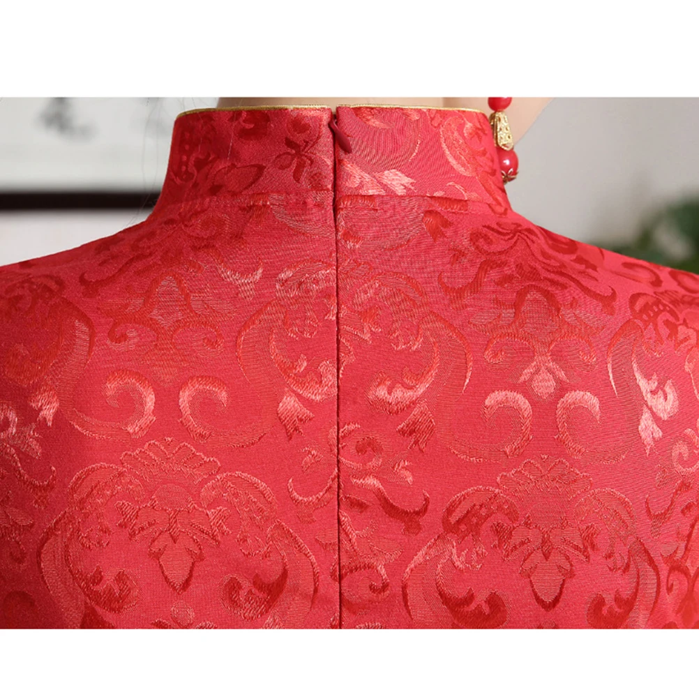 

Sequin Cheongsam Classic Chinese Style Wedding Qipao Gown Mini Women Oriental BridePattern Premium Material High