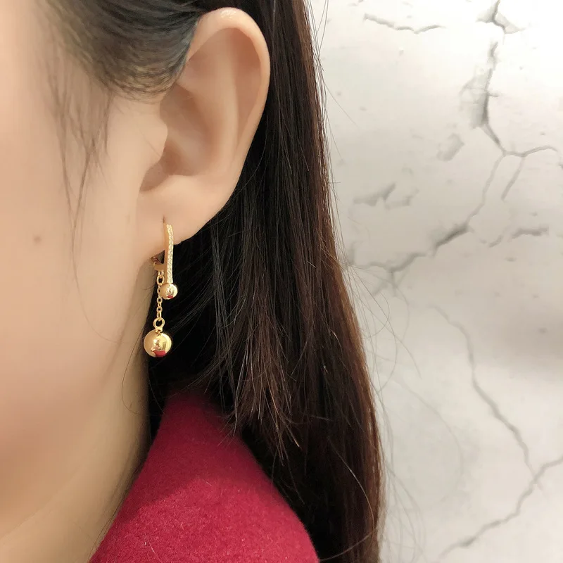 CCFJOYAS Punk 925 Sterling Silver Tassel Round Beads Drop Earrings Women European and American Exaggerated Personality Jewelry