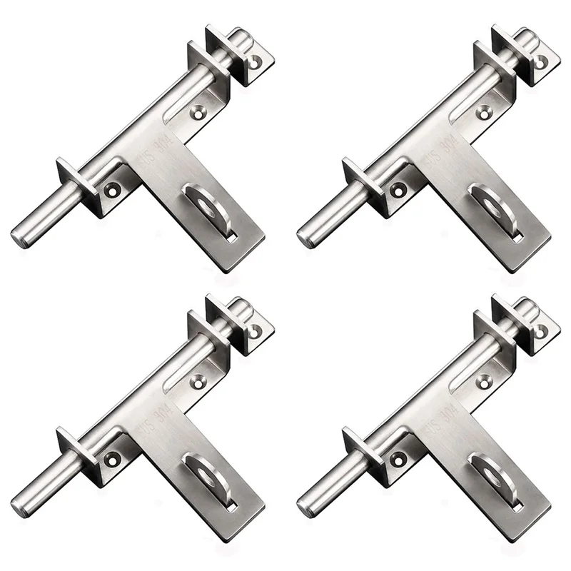 

4X Stainless Steel Bolt 304 Heavy-Duty Left And Right Bolts Sliding Bolt Door Lock Latch