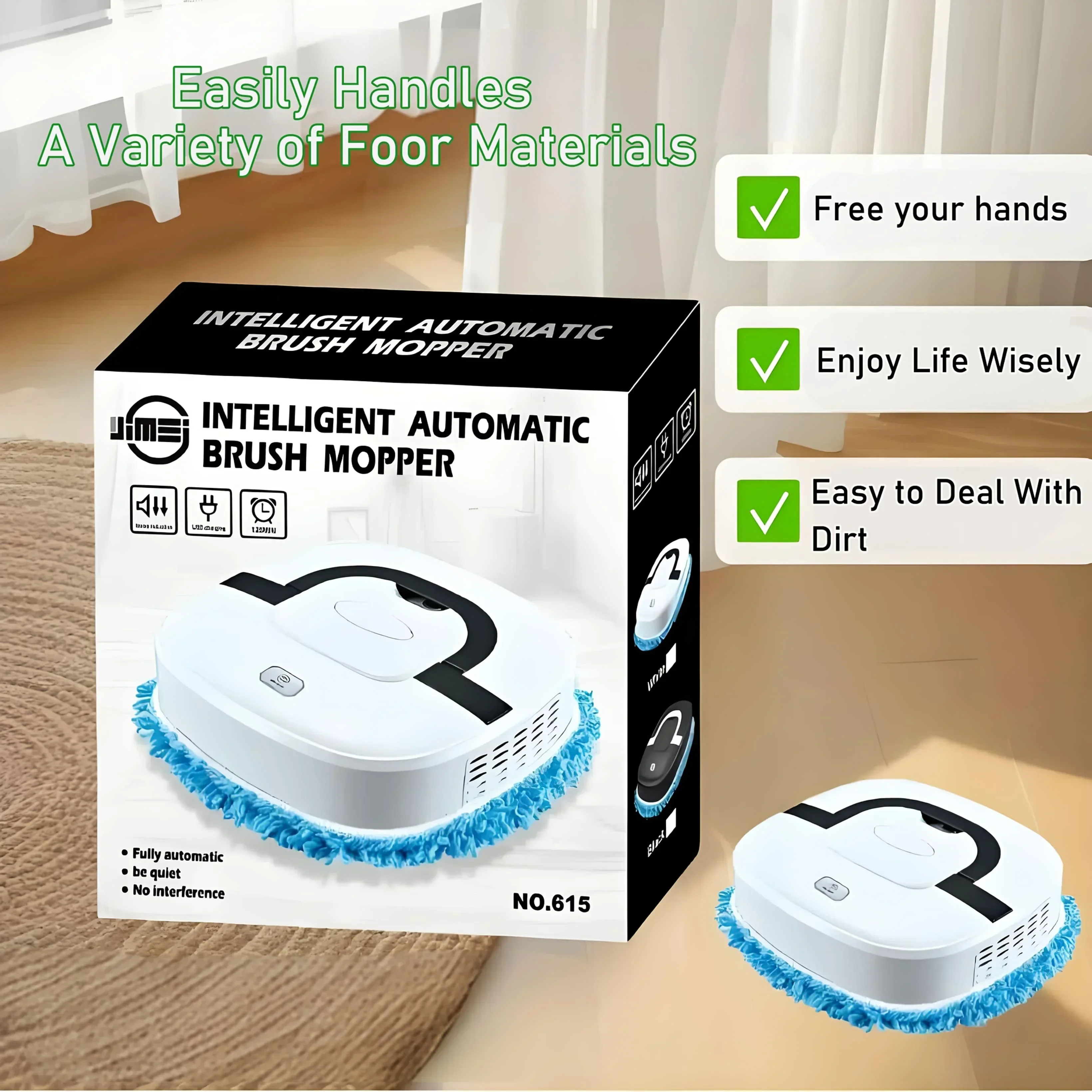 스마트 로봇 진공청소기 및 물걸레 콤보, 자동 충전, USB 충전식, 애완동물 털 제거, 충돌 방지, 가정 및 아파트용 조용한 청소