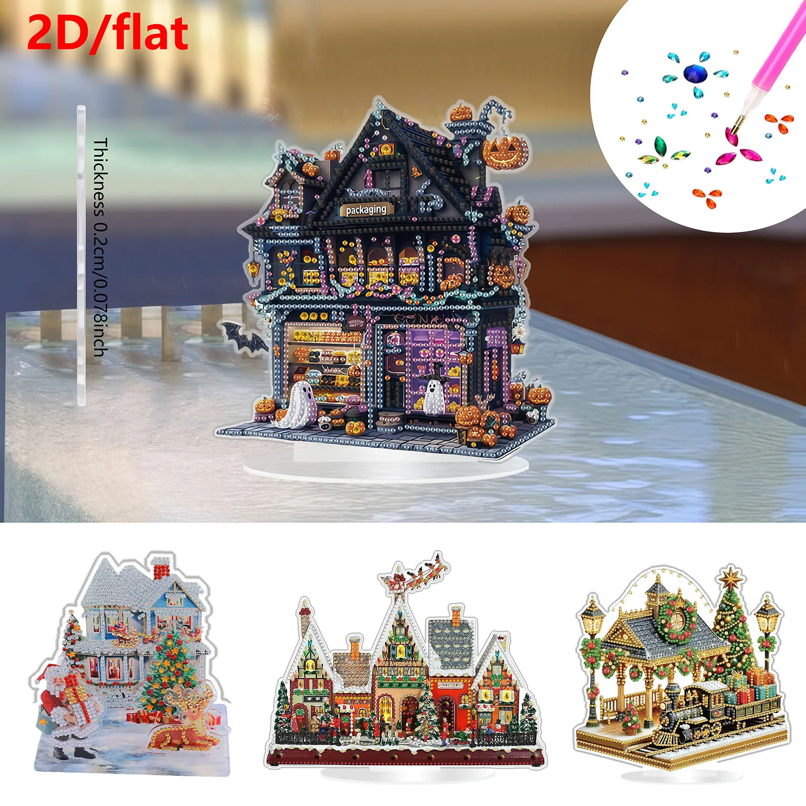 2D/flat 1 Piece Diamond Painting set Decoration Christmas pattern office to increase the festive Atmosphere, Christmas gifts