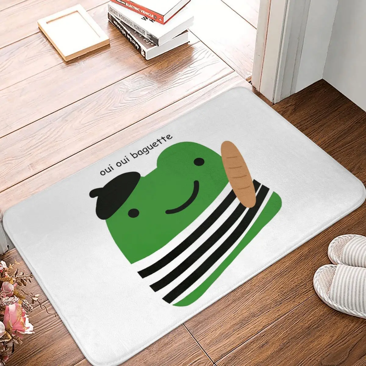 

Frog Pet Lover Non-slip Doormat Oui Baguette French Bath Kitchen Mat Outdoor Carpet Indoor Modern Decor