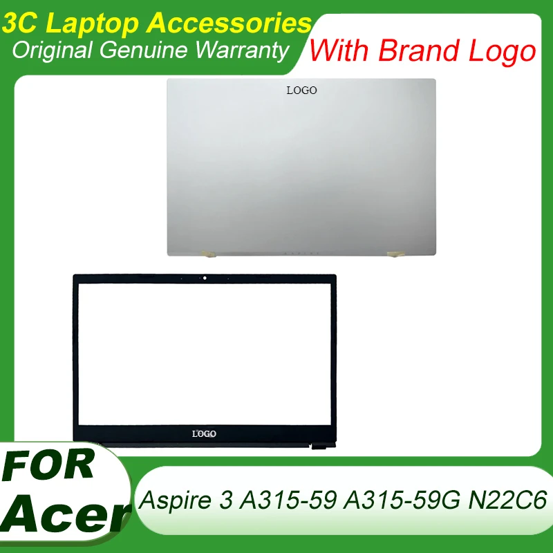 Original New For Acer Aspire 3 A315-59 A315-59G N22C6 Laptop LCD Top Cover Screen Back Case Front Bezel Frame Shell Silver Case