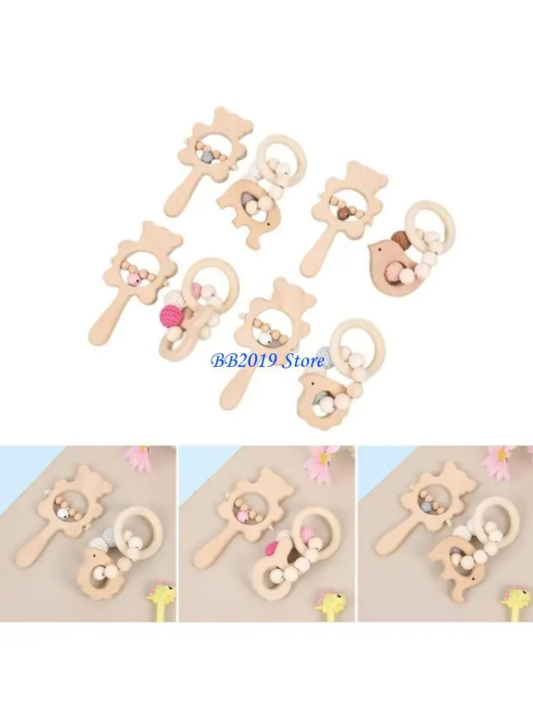 Q0KB Haak Beadbracelet kinderziektes verlichting Rammelaar Rammelaar Infant Music Toy Handbell