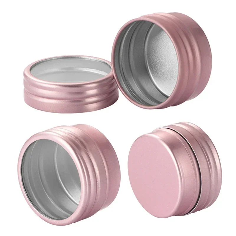 50Pcs 10g Empty Aluminum Tin Jar With Clear Window Round Nail Candle Spice Face Cream Cans Container Jewlery Storage Box Jar Pot