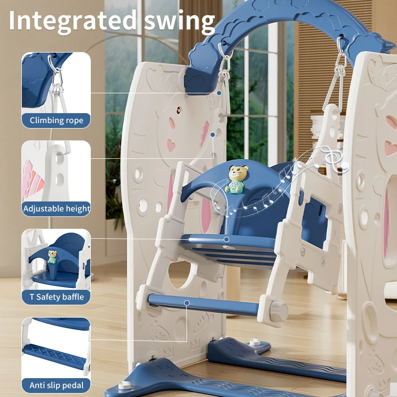 High Quality Combination Colorful infant Playground Kids Home Play indoor Plastic Slide and Swing