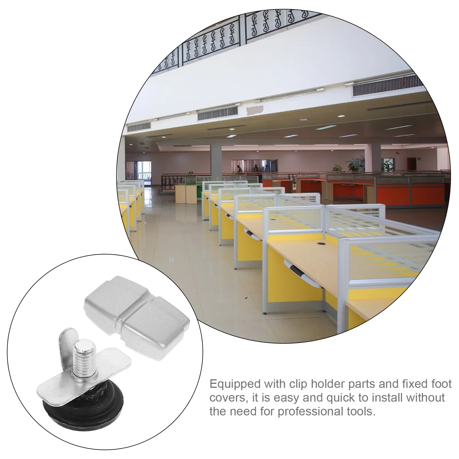 1Set Desk Screen Fixed Foot Aluminum Alloy Base Fixator for Office Workstation Desk Screen Accessories Dustproof Metal Fixing