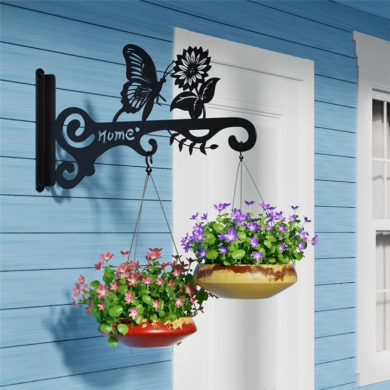 ABZL 10 Inch Metal Plant Hooks - Decorative Wall Hangers With Butterfly Design For Indoor & Outdoor Use - Hanging Brackets