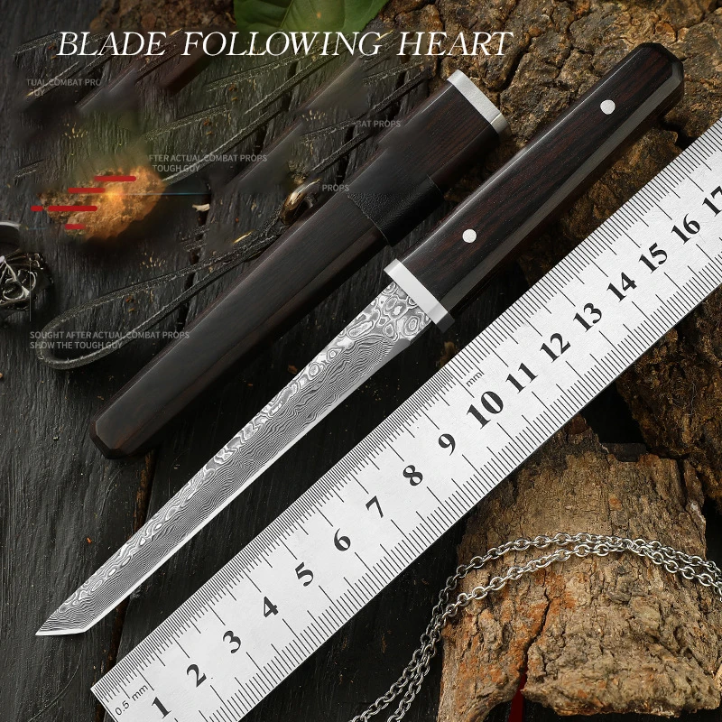 Individually popular Damascus steel steel VG10 outdoor knife portable knife fruit knife meat knife exquisite collection sharp kn