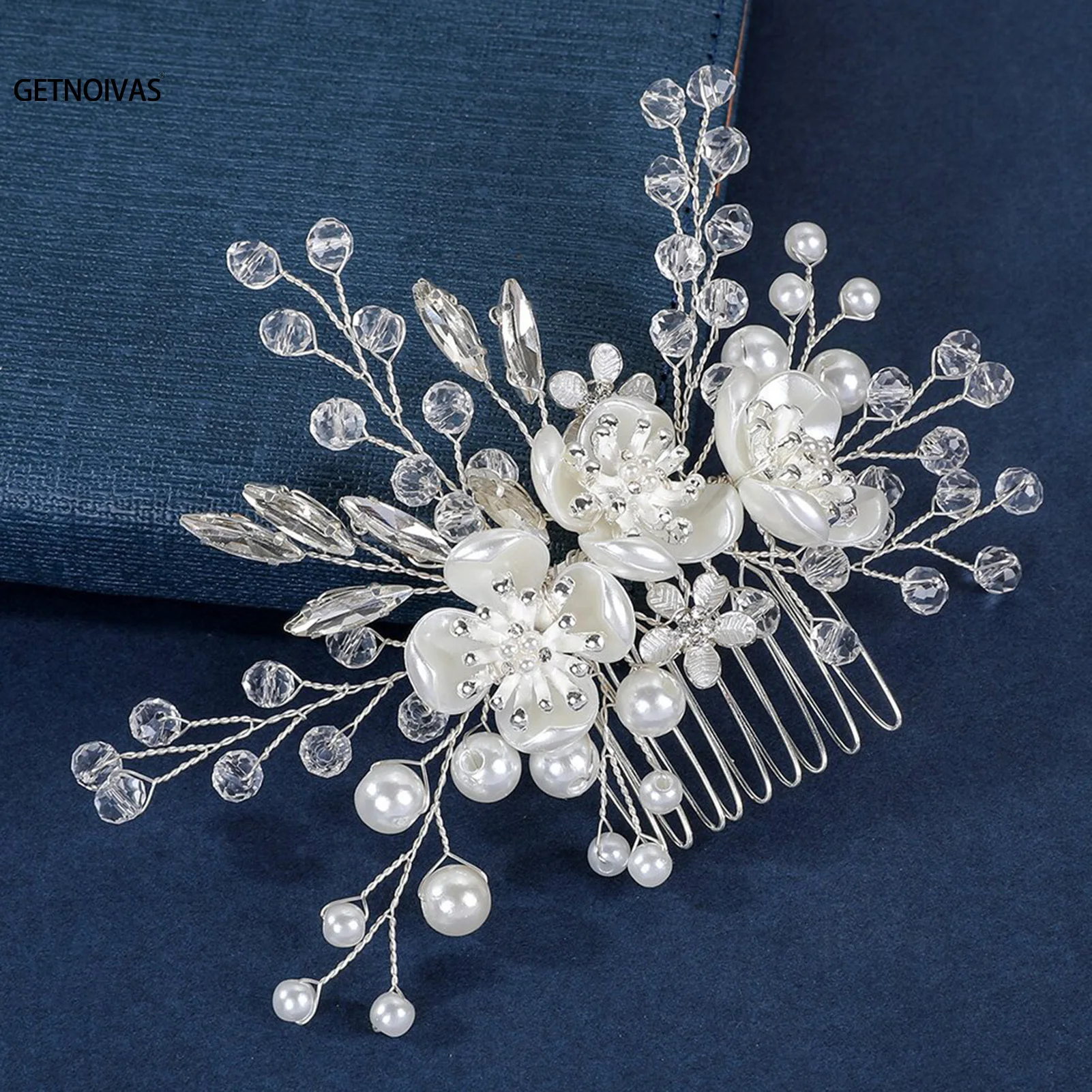 Flower Bridal Hair Comb Pearl Wedding Hair Ornament Crystal Wedding Tiara Bridal Hairpin Bridesmaid Rhinestone Hair Ornament