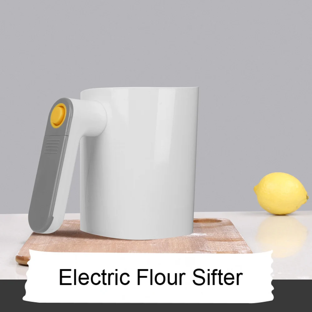 Handheld Flour Sifter Screen Cup Shaped Kitchen Pastry Cake Tool Filter Electric Flour Sieve Icing Sugar Powder Stainless Steel