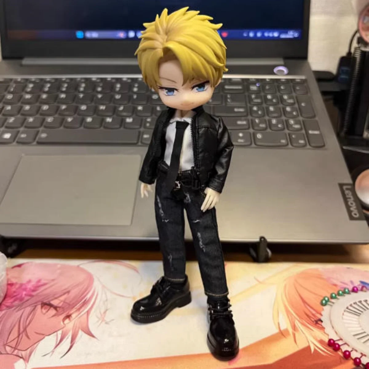 

1/12 Hooded Cloak Short Leather Jacket Sleeveless Shirt Versatile Ripped Jeans Set for 6inchs Asi 2.0 3.0 OB Action Figure Body