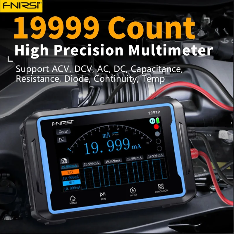 Fnirsi 2C53P Digital Handled Oscilloscope Signal Generator 3 In 1 Multimeter Touch Screen 2 Channel 50mhz 250ms/S 19999 Counts