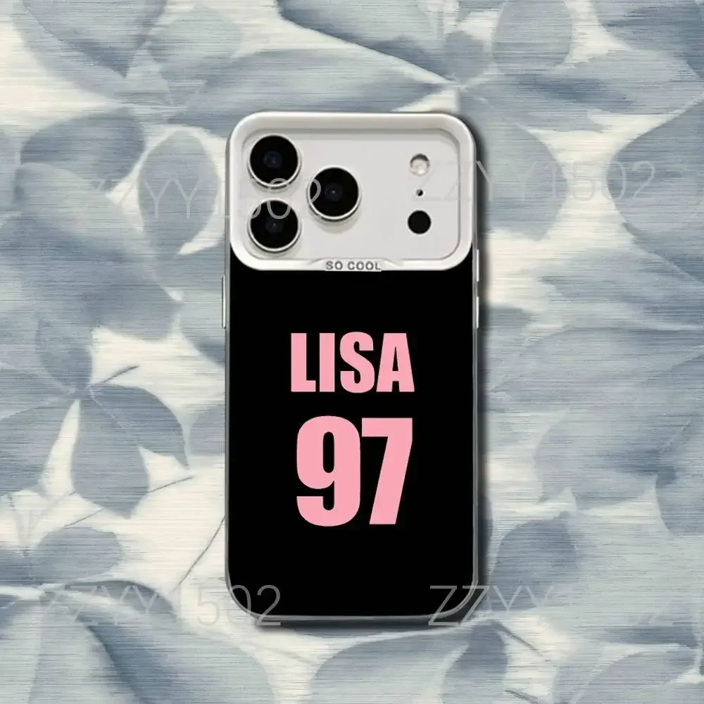 Funda KPOP L-LISA-S-J-JennieS-R-RoseSPhone para iPhone 17,16,15,14,13,12,X,8,Pro,Max,Plus,SE4,Air,Mini número blanco IMD HD mate