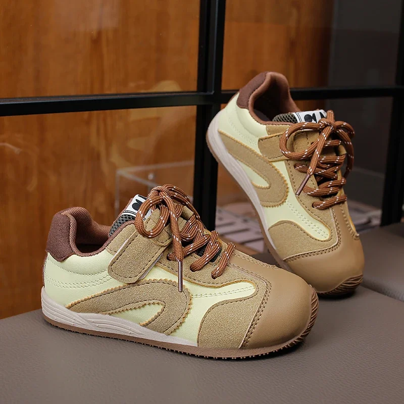 Toddler Boys Retro Sneakers, Color Block Upper, Hook and Loop Strap, Non Slip Rubber Sole, Casual Outdoor Walking Shoes