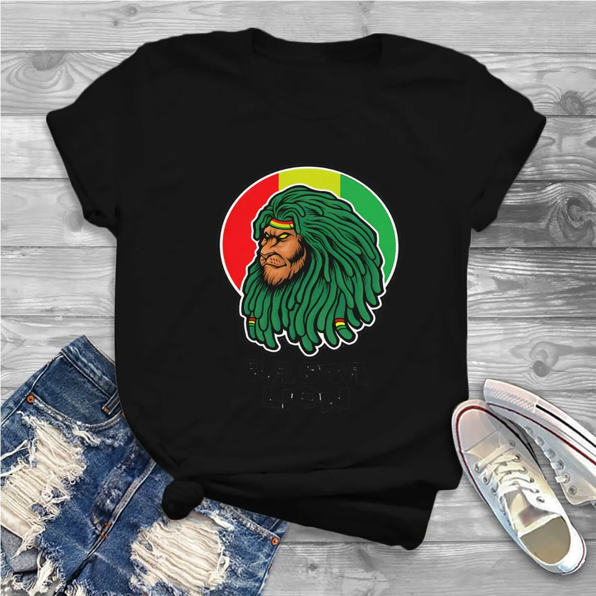 Dreadlocks Rasta Lion In Reggae Colors Special Polyester TShirt Rasta Design Hip Hop Clothes  T Shirt Stuff