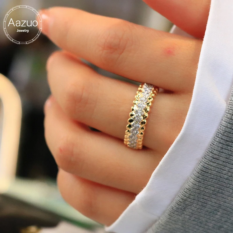 

Aazuo Hot Sale Luxury Jewelry 18K Yellow Gold Real Diamonds 0.30ct Luxury Lines Ring Gift for Woman Engagement Party Au750