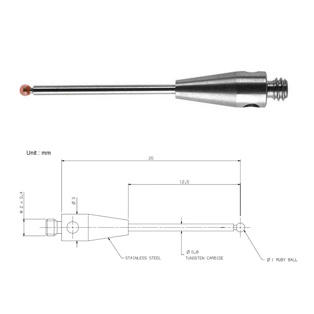 

CMM Contact Probe Business Industrial Comparators Corrosion Resistance Parts Spare Steel Stylus Tip Tungsten 20mm