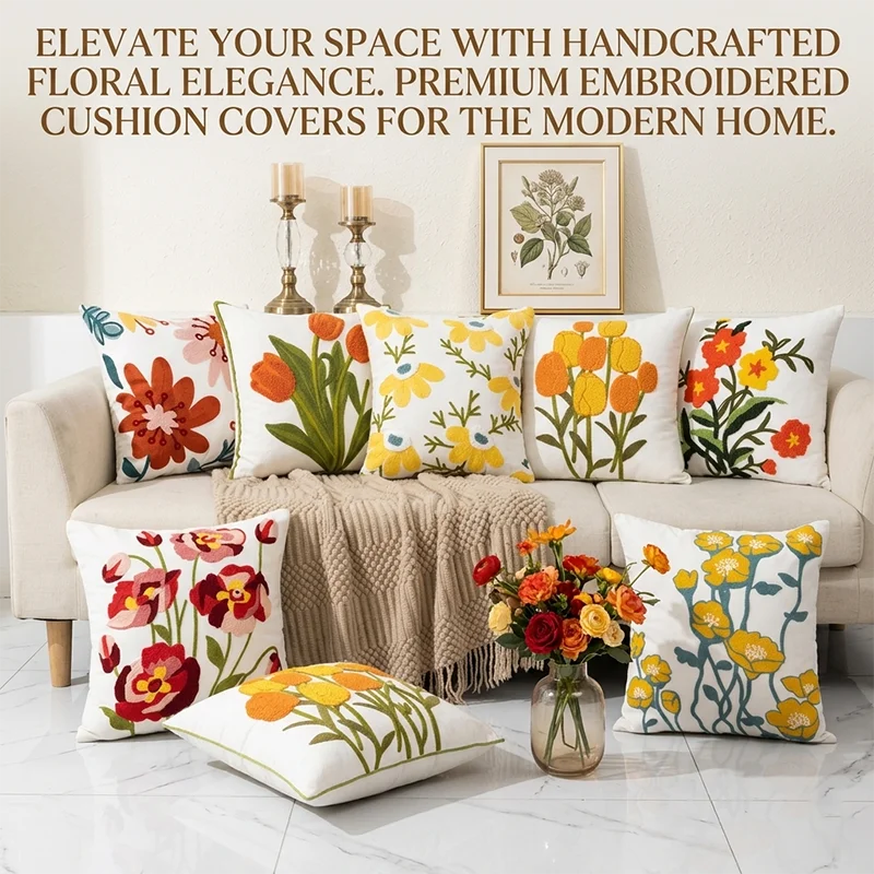 

2026 Boho Non Embroidered Floral Bird Cushion Cover Throw Pillow Case Sofa Bed Couch Living Room Aesthetic Home Decor