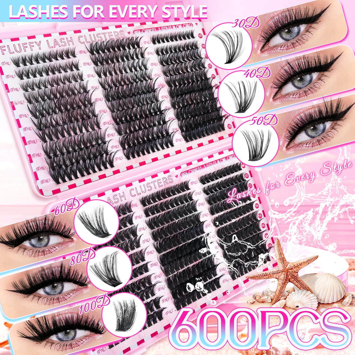 Beginner Set Multi Style False Eyelashes 290 720 666 600PCS Comfortable Large Capacity Makeup Tool for Easy Application And Stor