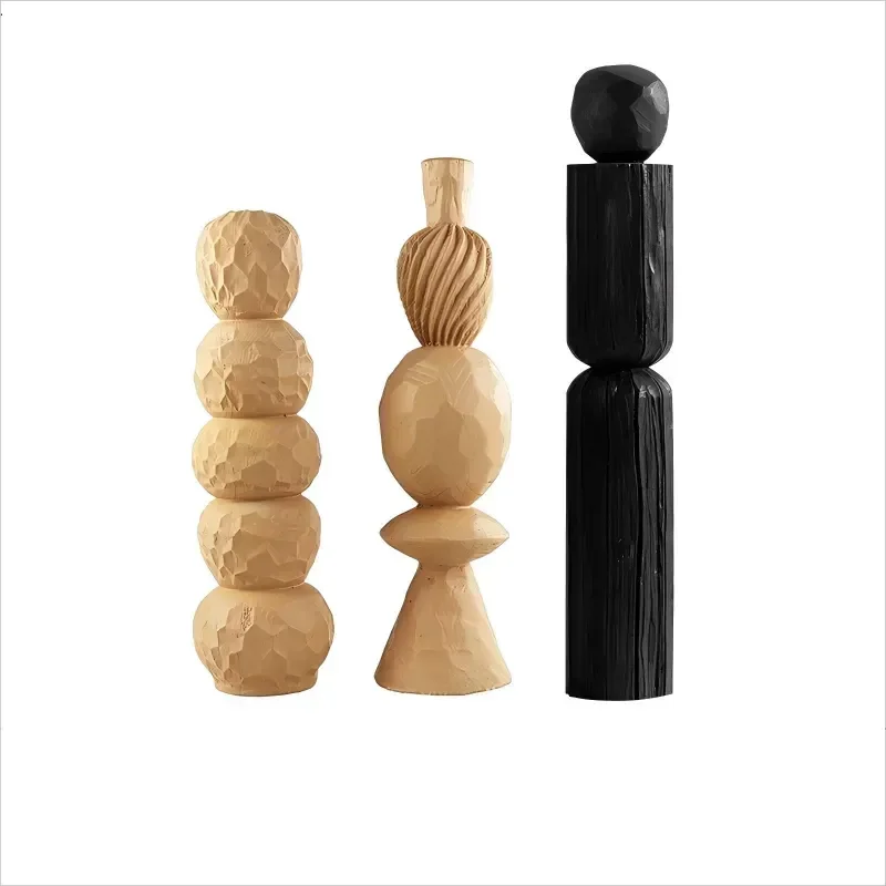

Medieval Style Resin Imitation Wood Head Sculpture Art Decoration Ornament Living Room Study Hotel Home Decoration