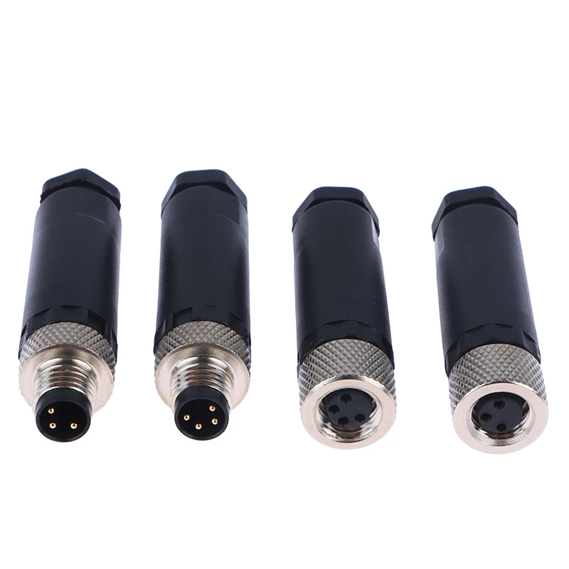 M8 Sensor Connector Waterproof Male&female Plug Screw Threaded Plug Coupling 3 4 Pin Flange Socket Back Mount