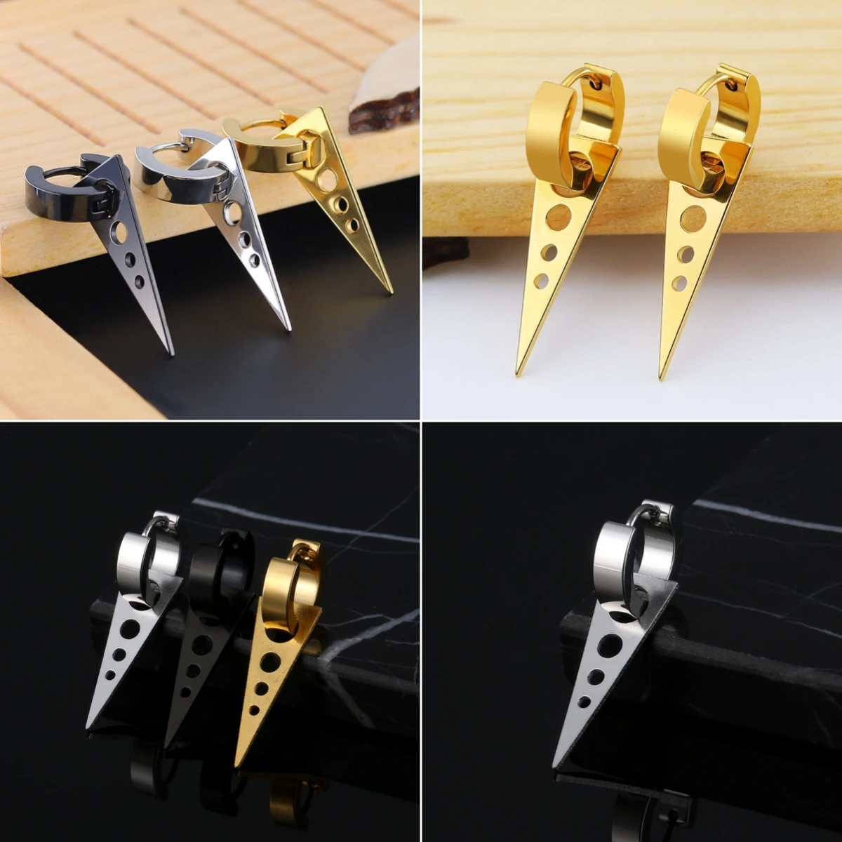 1-10 زوج الشرير غير عادية الأسود الحد الأدنى الفولاذ المقاوم للصدأ هوب أقراط للرجل المرأة الحديثة هدية اليومية العصرية مجوهرات 2025 NewY2k #3