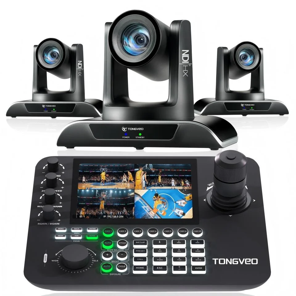 TONGVEO 3pcs 30X PTZ Streaming Camera USB/HDM1/SDI/LAN and KB300 Pro PTZ Joystick Keyboard Controller