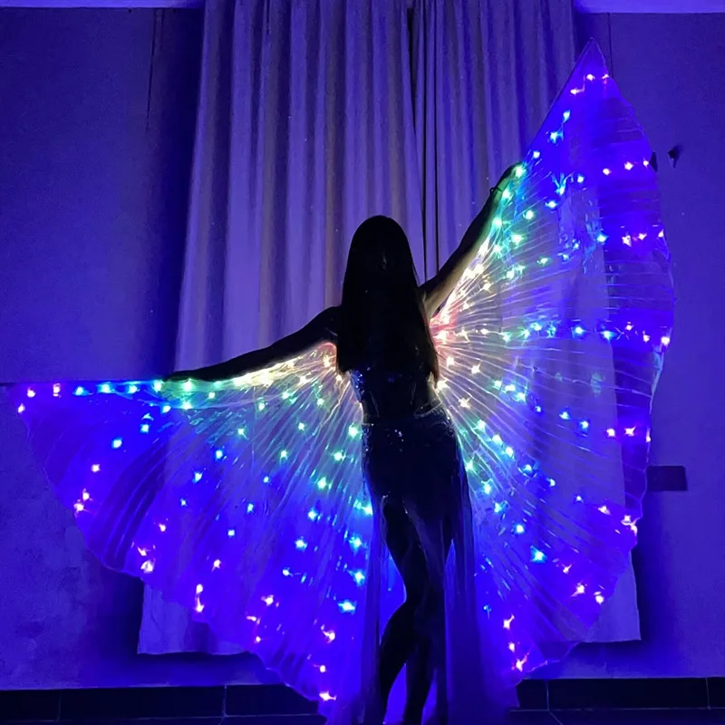 Led luminoso borboleta asas de dança capa fluorescente mostra desempenho grande evento dança atmosfera adereços led capa luminosa