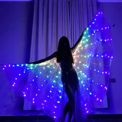 Led luminoso borboleta asas de dança capa fluorescente mostra desempenho grande evento dança atmosfera adereços led capa luminosa