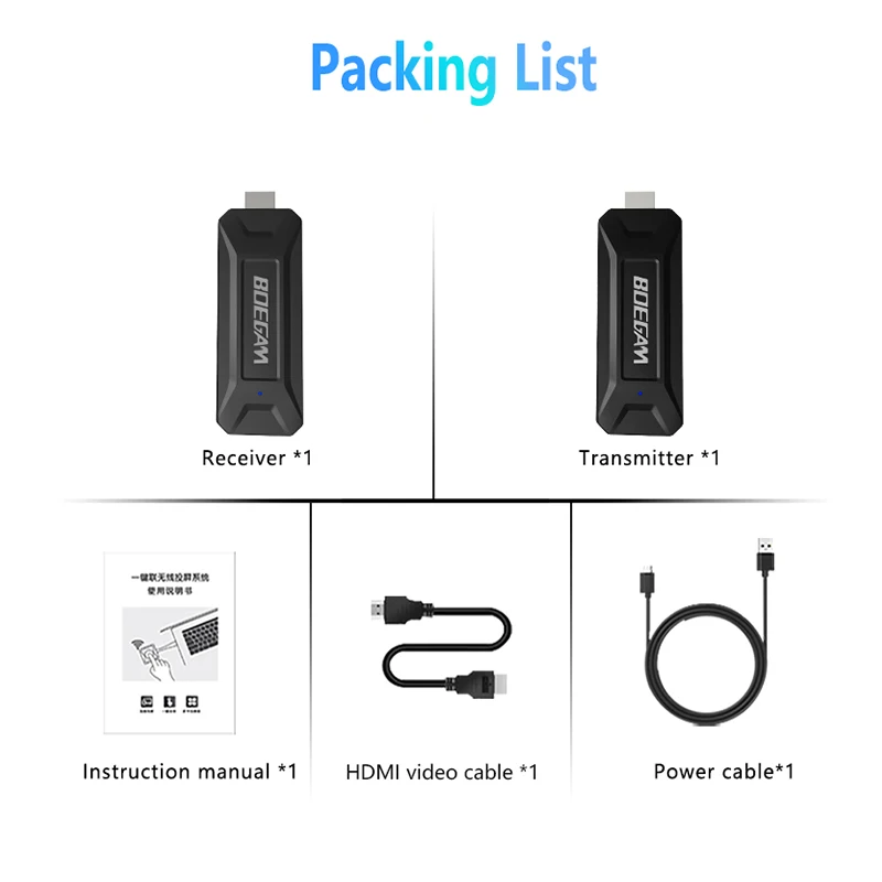 نظام عرض لاسلكي فردي/شاشة مزدوجة 4K، جهاز استقبال متعدد، لا حاجة إلى سائق، نطاق لاسلكي 50 مترًا