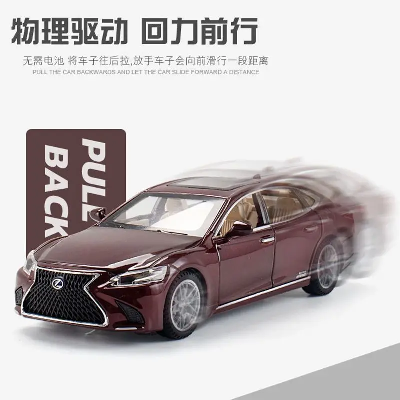 1:32 LEXUS LS500H Alloy Car Model Six Open Doors Light Sound Pull Back With Base Diecast Vehicle Display Collection Gift view 3