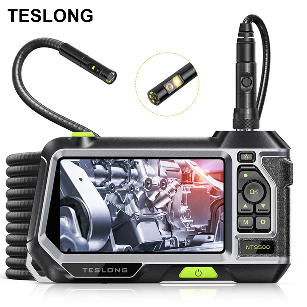Teslong-câmera Industrial do Endoscópio da Lente Dupla Nts500 5.0 Tela Lcd 5.5 mm 1080p Ip67 Tubulação Inspeção do Carro Boroscópio 32gb