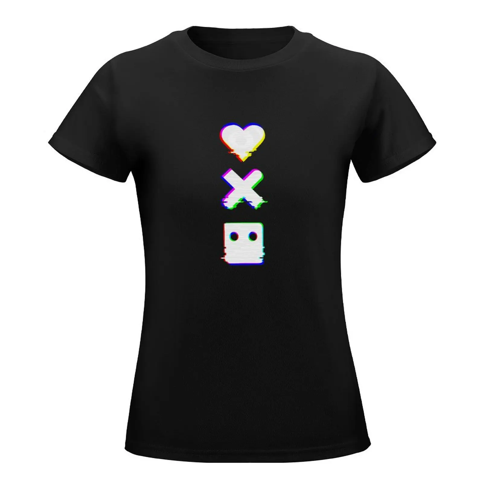 love death robots -Glitch Effect Vertical T-Shirt cute clothes shirts graphic tees t shirts for Women loose fit