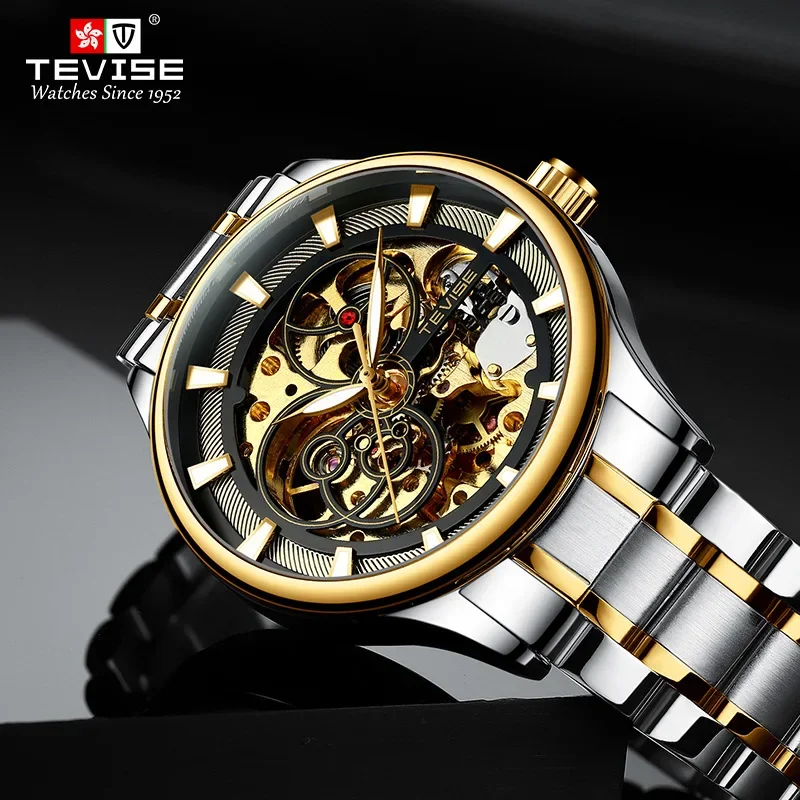 New Tesla Men's Glow-In-The-Dark Starry Sky Mechanical Watch Waterproof Luxury Elegant Style Watch For Fashionable Gentlemen