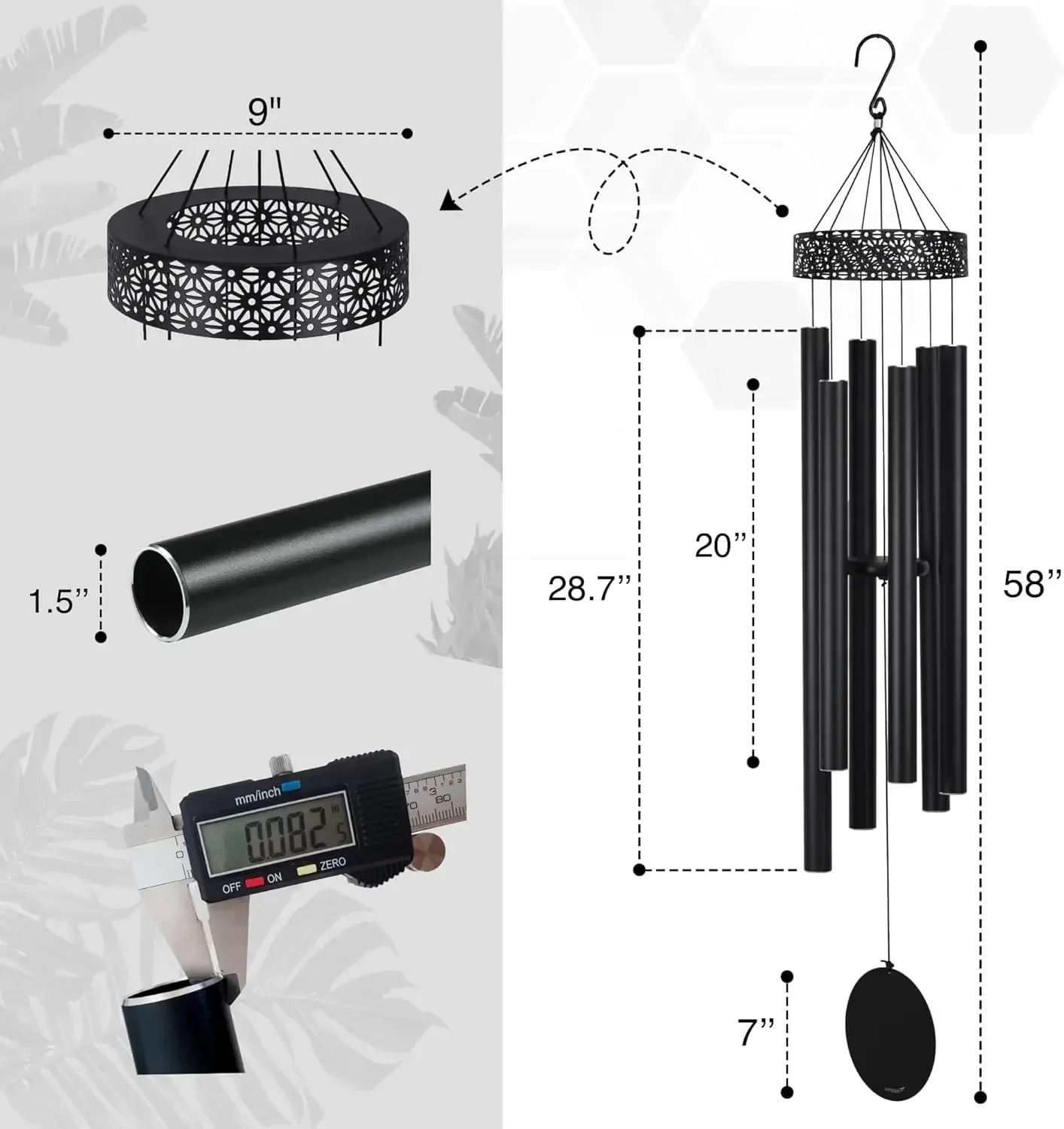 Extra Large Wind Chimes for Outside Deep Tone - 58'' Wind Chimes Outdoor Clearance, Deep Tone Wind Chimes, Windchimes Outdoors,