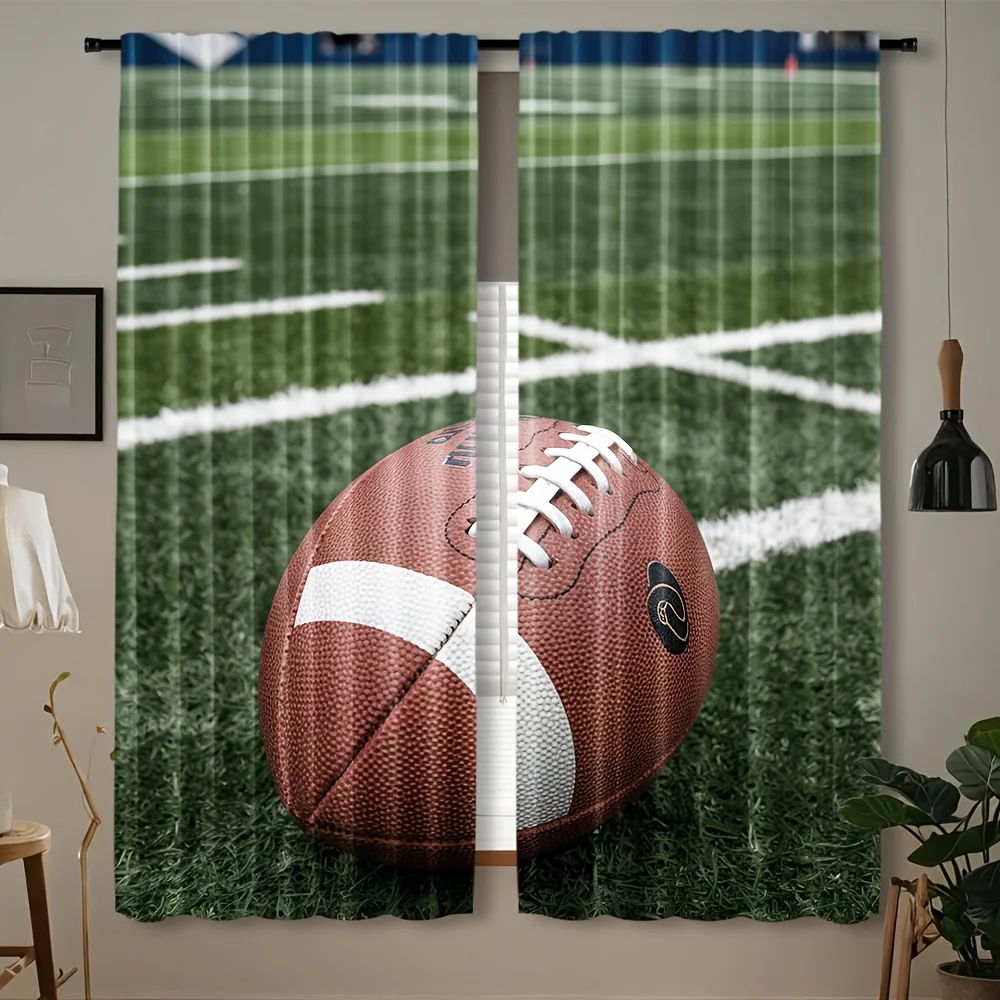 

2pcs, American Football Theme Window Curtains, Perfect for Bedroom, Office, Kitchen, Living Room, And Study Home Decor