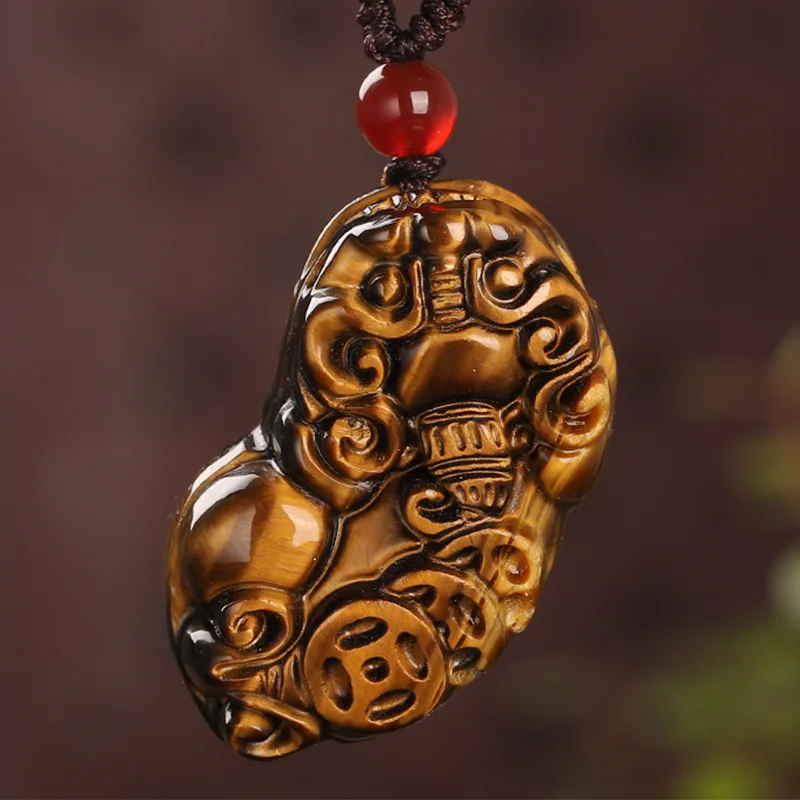 Pendant Tiger Eye Stone Wealth-Attracting Pixiu Necklace