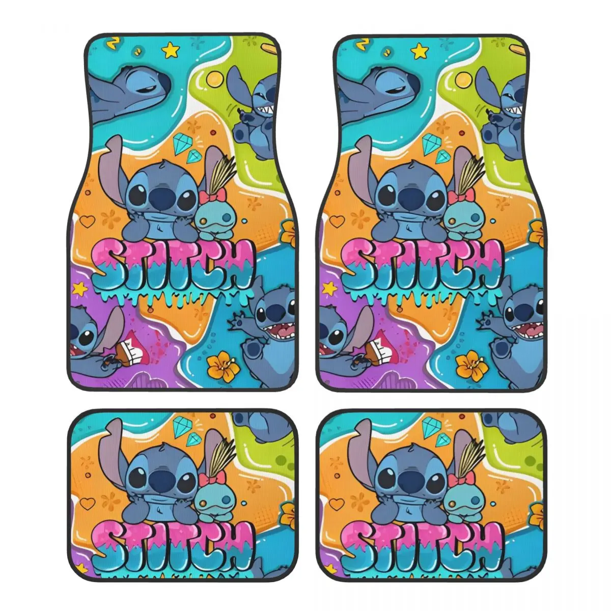 

Автомобильные коврики Lion Stitch Kawaill Alien для автомобилей, универсальный полный комплект автомобильных ковриков, нескользящие для седанов грузовиков