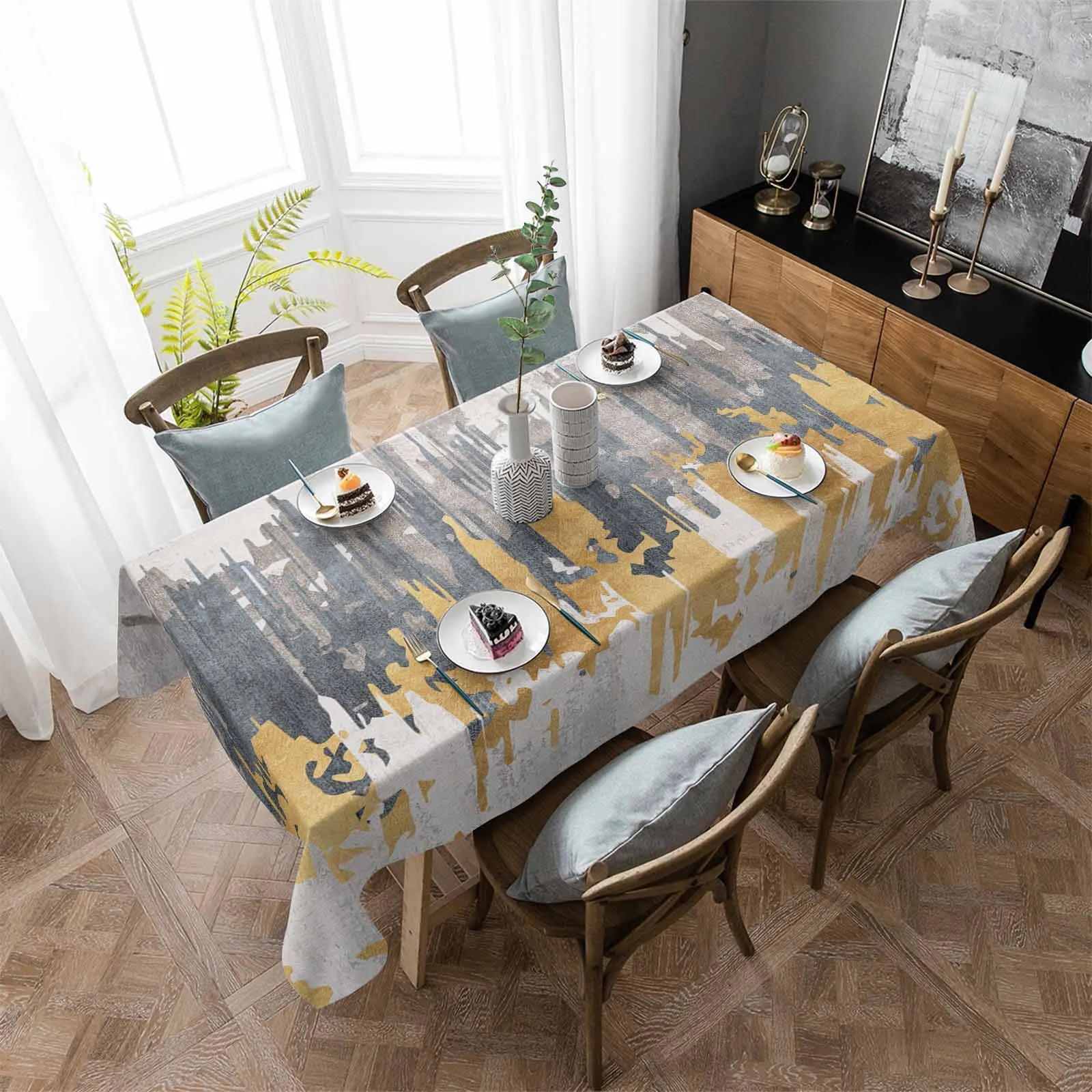 

Abstract Streamline Modernist Marble Pattern Tablecloth Waterproof Dining Table Rectangular Round Tablecloth Kitchen Decoration