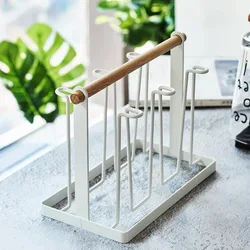 【Zhubai Home】Metal Coffee Mug Holder Rack Organizer Stand for Kitchen Counter Cabinet Table Universal Wire 6 Hooks Cup Storage