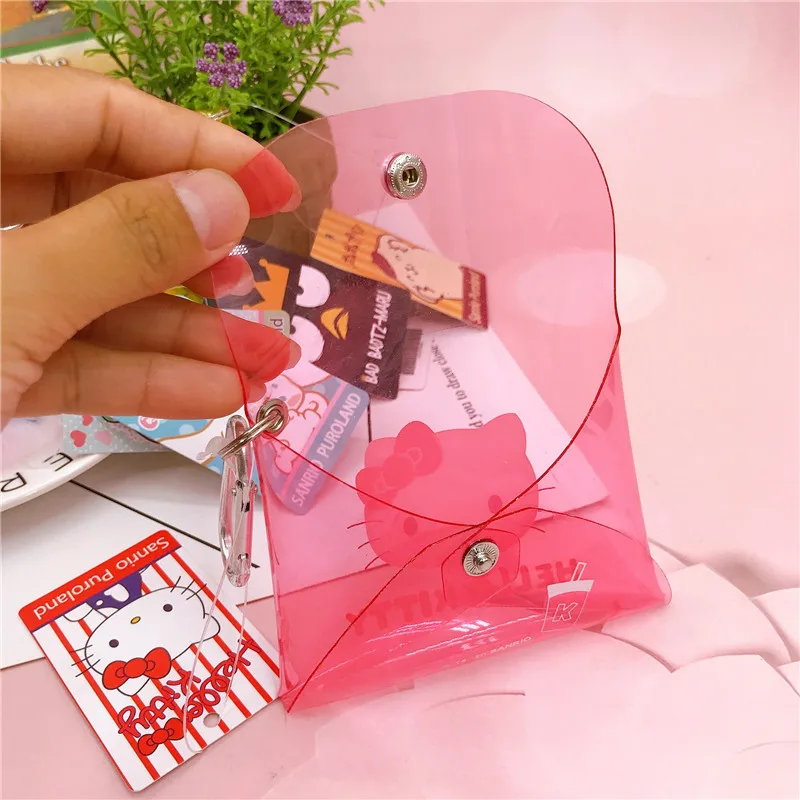 Cartoon Sanrio Jelly wallet card bag Kuromi big ear dog PVC transparent storage bag Key bag backpack pendant