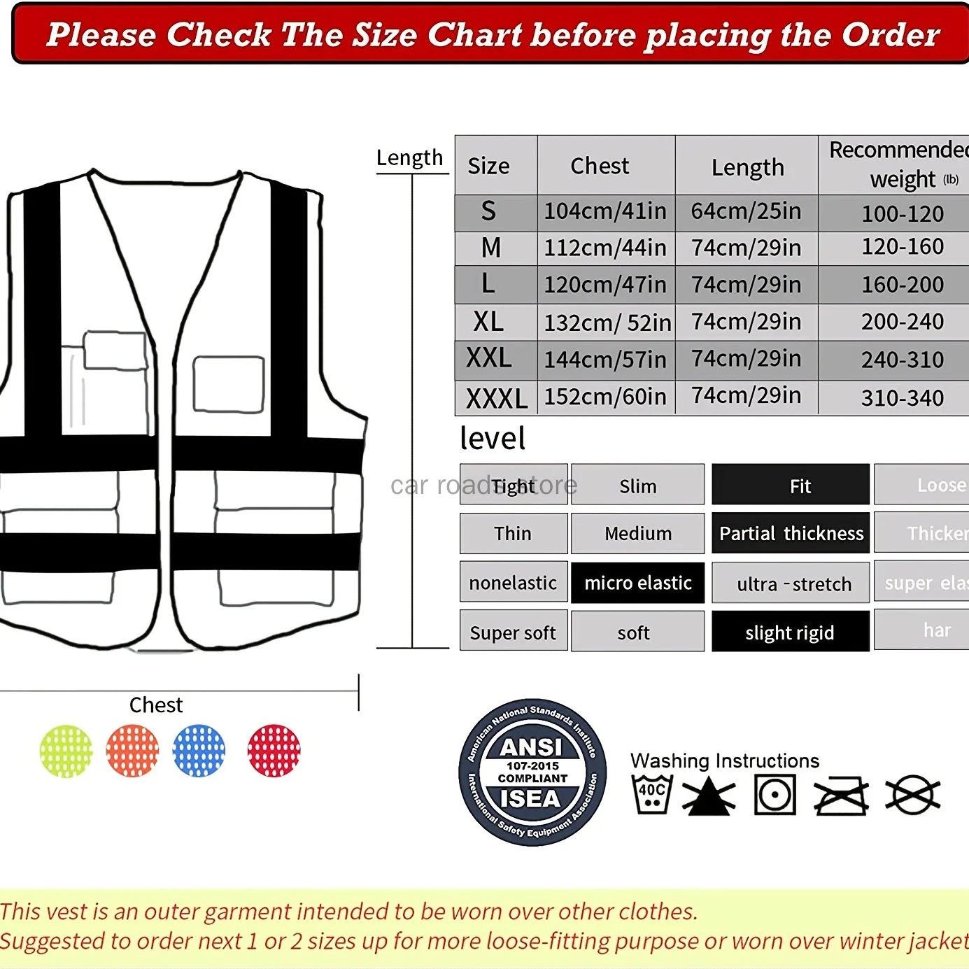 Reflective Safety Vest For Women Men High Visibility Security With Pockets Zipper Front Meets ANSI/ISEA Standards