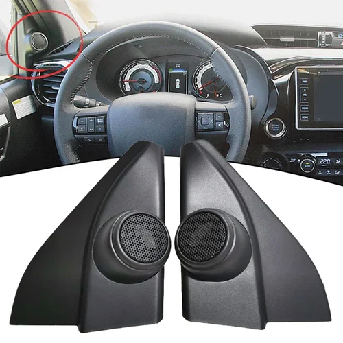 Imagen 2 del producto 2 uds altavoz de puerta delantera de coche cubierta de Tweeter Panel embellecedor para Toyota Hilux 2016-2019 para Fortuner 2016-2019
