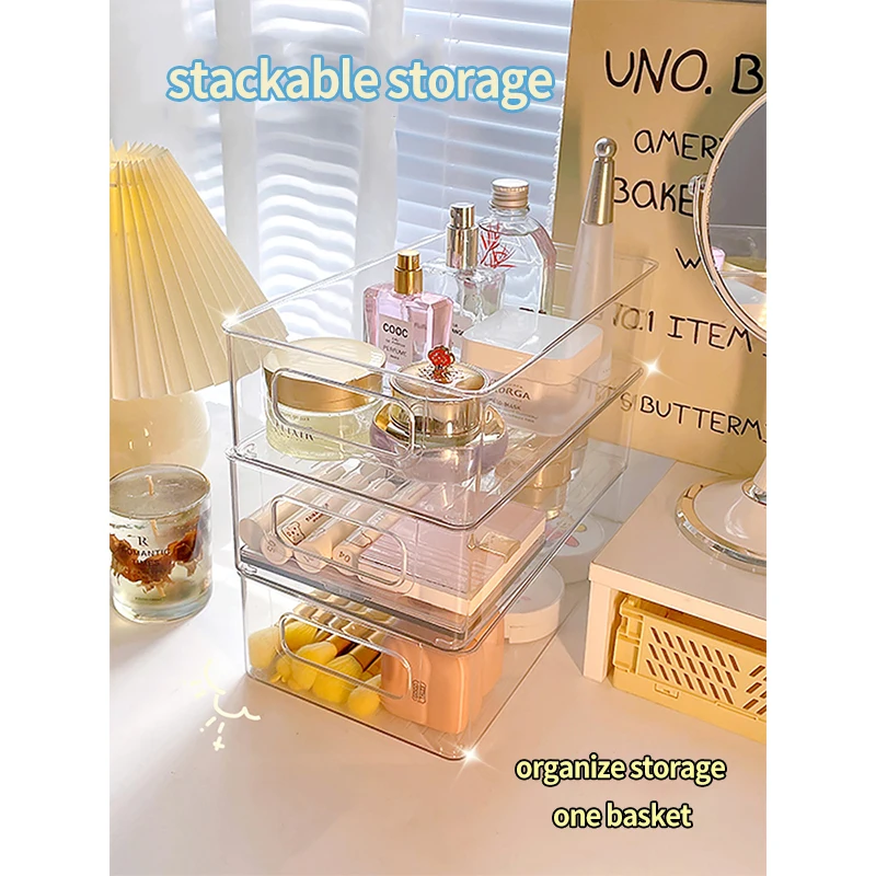 Desktop storage box Acrylic cosmetics transparent basket dormitory facial mask drawer sorting box snacks sundries rack