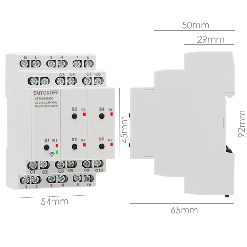 Tuya WIFI 5 isolated channels 5 gang smart switch Smart Timer With external Switch Remote Control Voice control